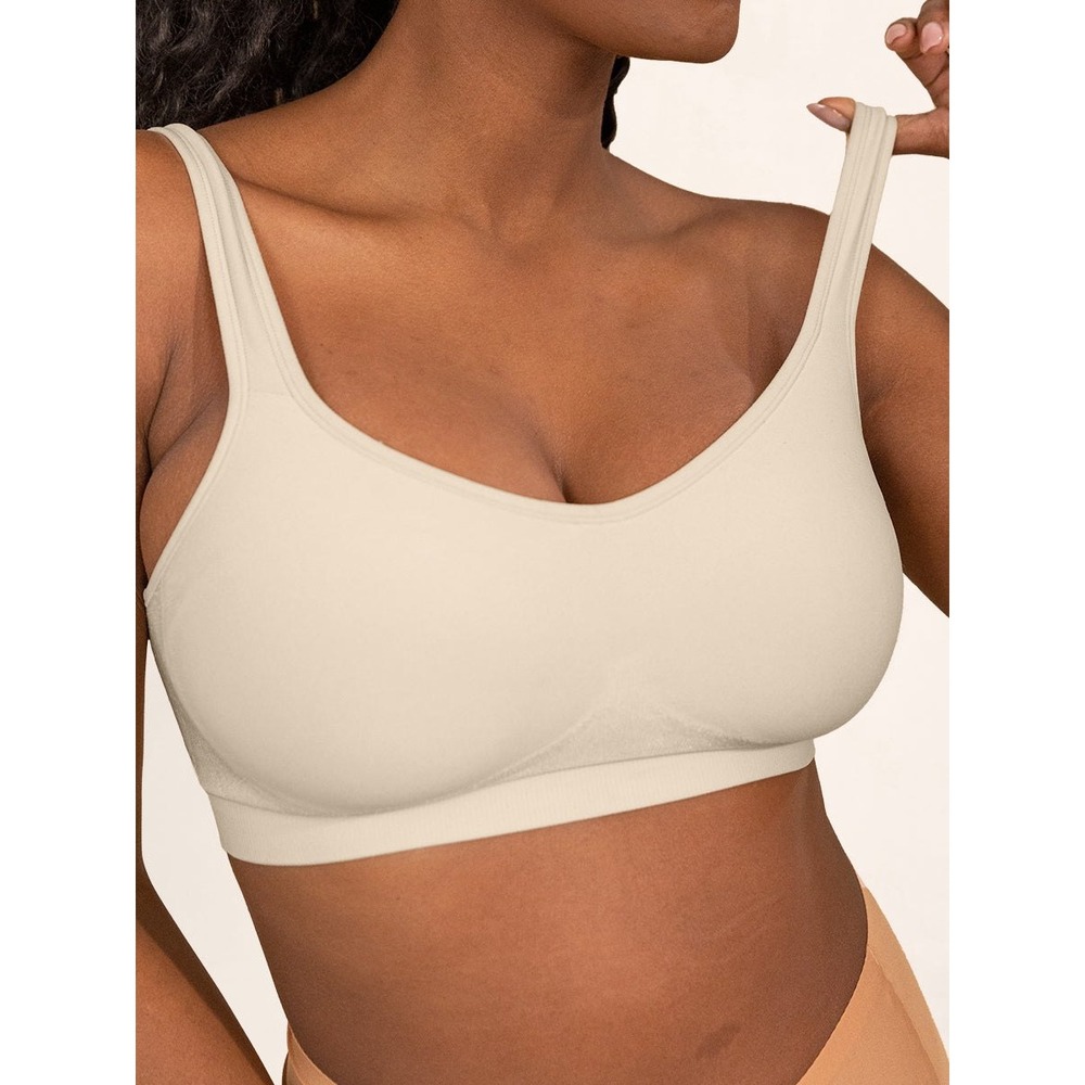 Truekind Daily Comfort Wirefree Shaper Bra‎ Chai Beige Size Small 10022 CHAI